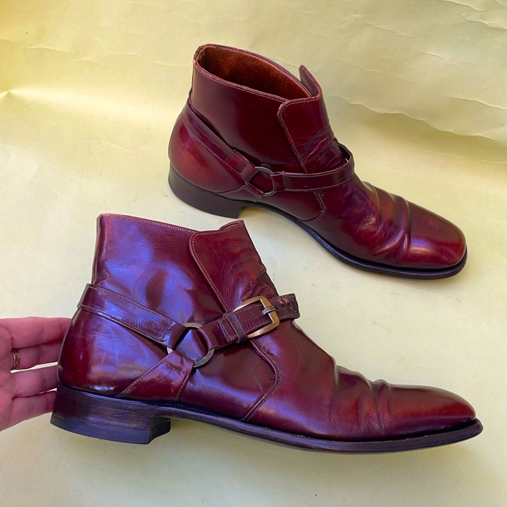 Vintage deep reddish brown all leather booties - Picture 9 of 16